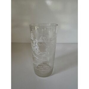 Vintage Davy Crockett Glass Tumbler‎ Hero of the Alamo White Frosted Graphics